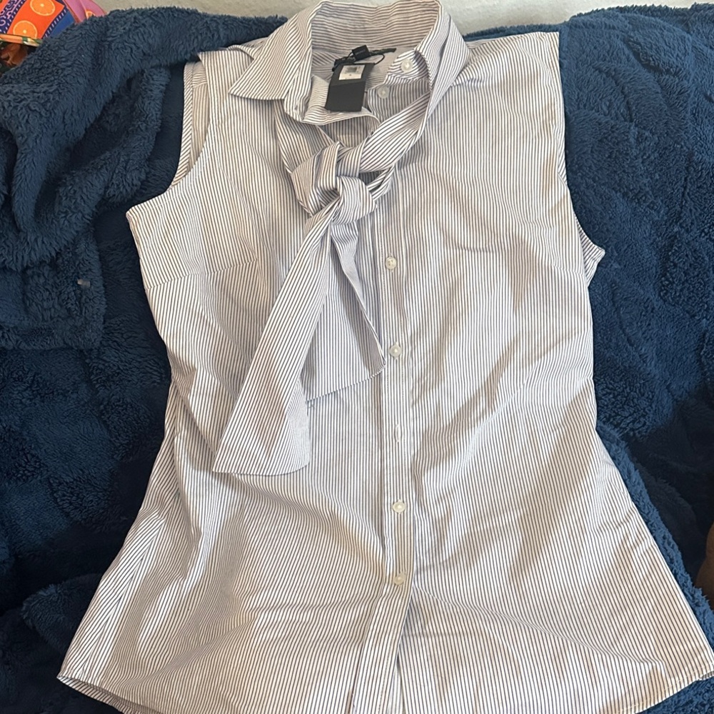 Banana Republic Striped Sleeveless Blouse with Tie